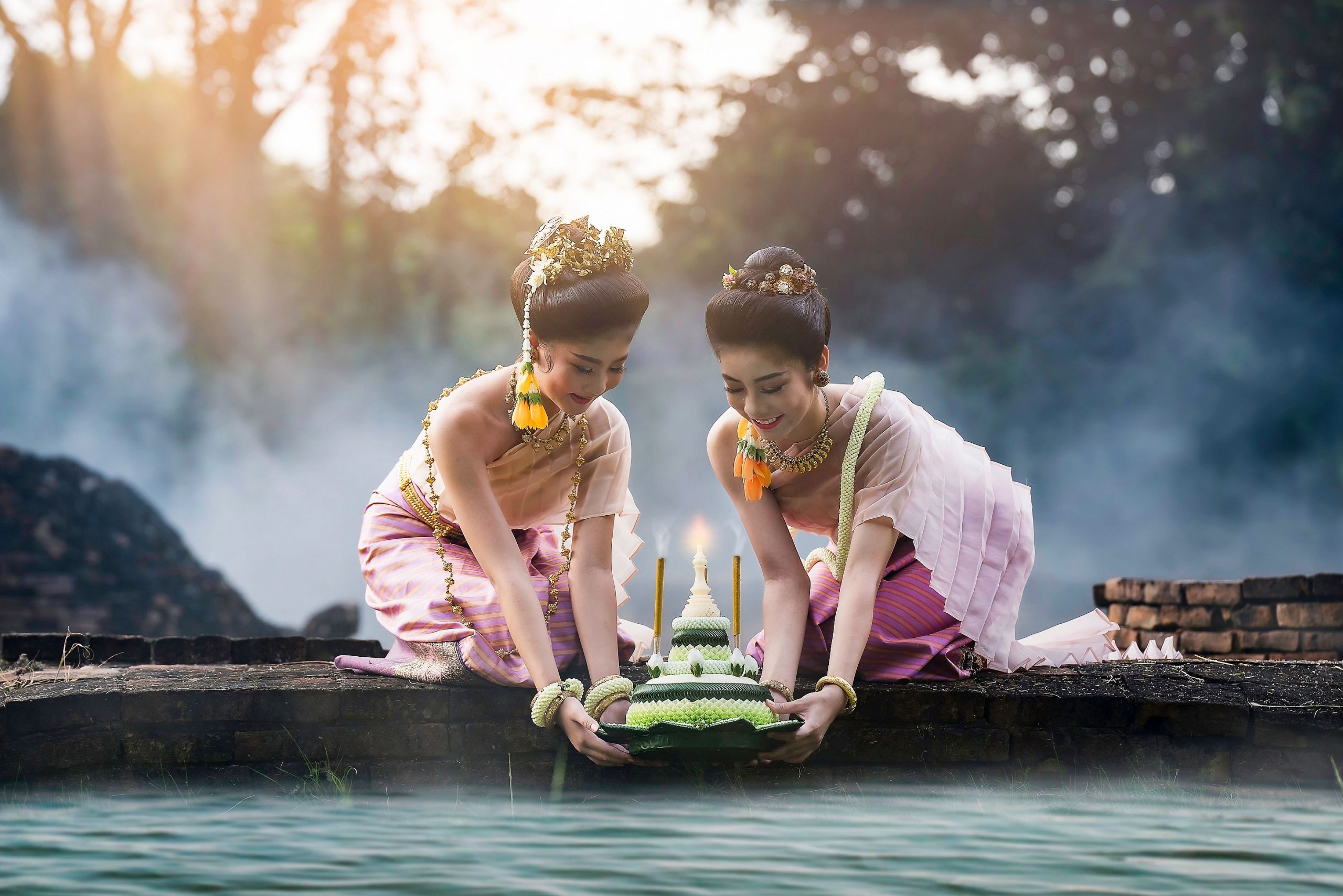 Thai Loy Krathong. Tradition of paying Respects to the Water Spirits.